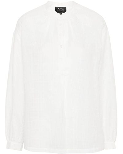 A.P.C. Plaid-check Cotton Blouse - White