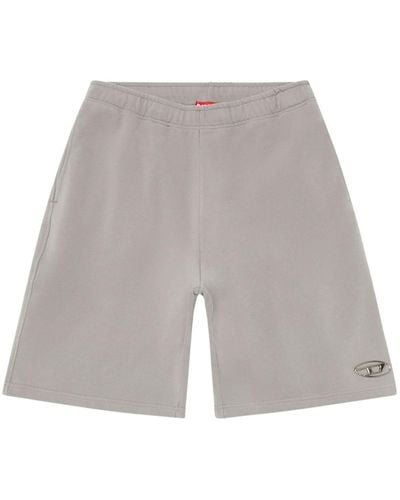 DIESEL P-marshy-od Logo-embossed Cotton Track Shorts - Grey