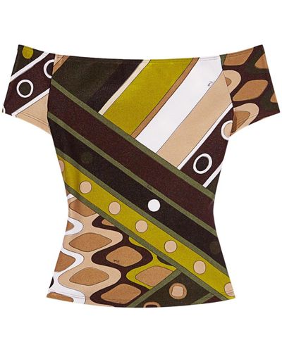 Emilio Pucci Top Met Vivara-print - Geel