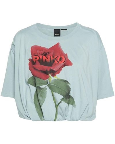 Pinko Torrone Cropped-T-Shirt - Blau