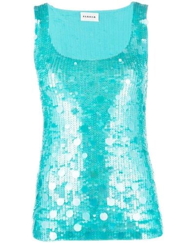 P.A.R.O.S.H. Sequin-embellished Vest Top - Blue