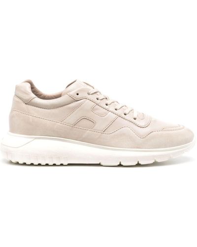 Hogan Tonal Leather Sneakers - Natural