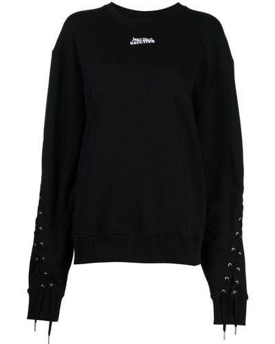 Jean Paul Gaultier Lace-up Cotton Sweatshirt - Black