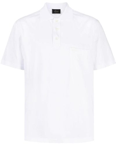 Brioni Logo-tag Cotton Polo Shirt - White