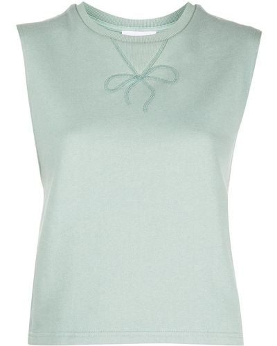 Marchesa Lace-up Detail Tank Top - Green
