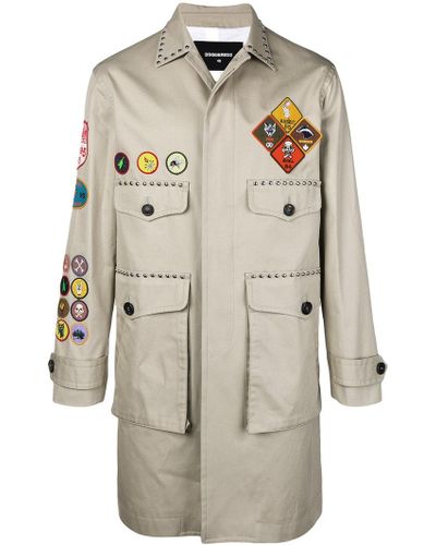 DSquared² Patch And Stud Trench Coat - Natural