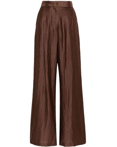 Aeron Wellen Crinkled Palazzo Trousers - Brown