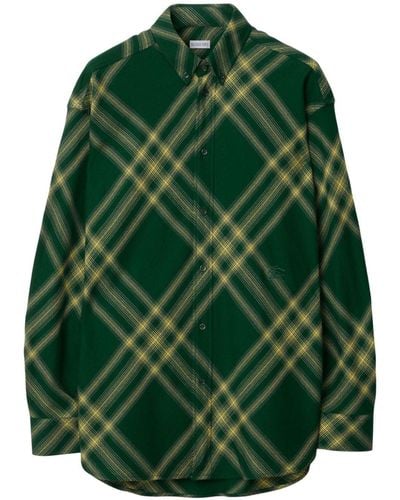 Burberry Manteau en laine à coupe mi-longue - Vert