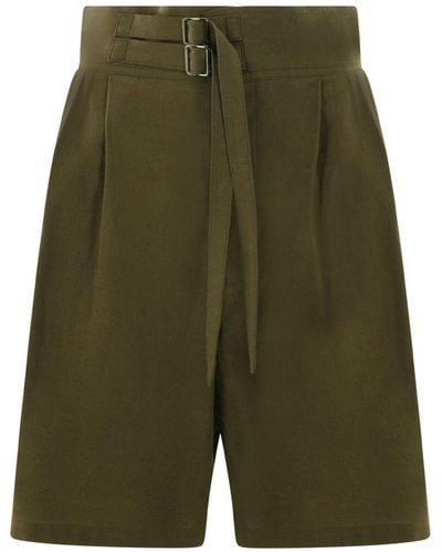 Y's Yohji Yamamoto Cotton-linen Blend Shorts - Green