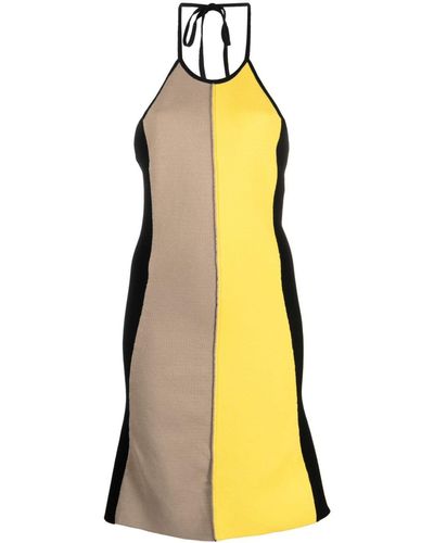 Sunnei Colour-block Panelled Knitted Dress - Yellow