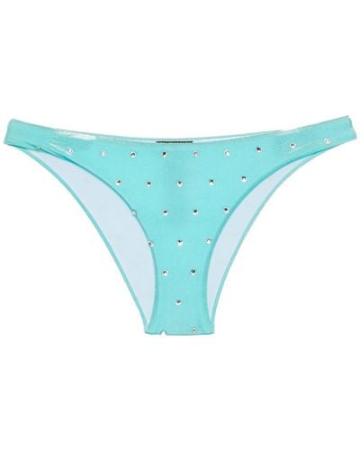 DSquared² Crystal-embellished Velvet Bikini Bottom - Blue