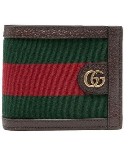 Gucci Web-stripe Leather-trim Wallet - Red