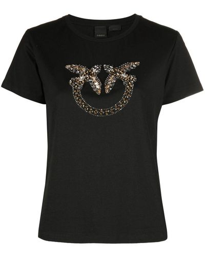Pinko Camiseta con detalles de cristales - Negro