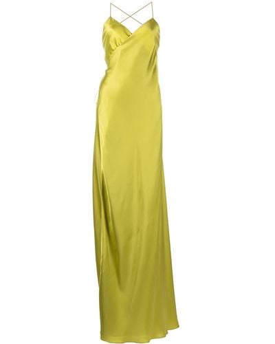 Michelle Mason V-neck Silk Dress - Yellow