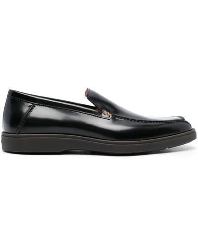 Santoni Drain B Leather Loafers - Black