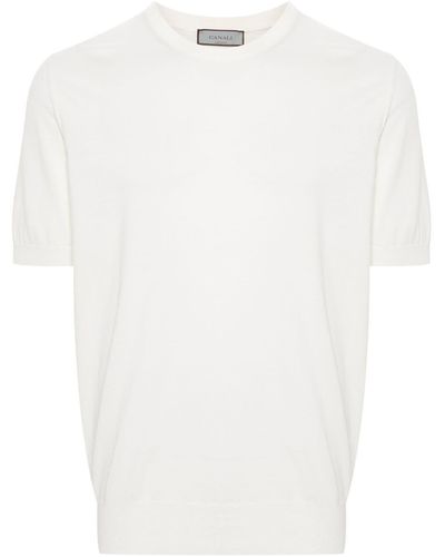 Canali Fein gestricktes T-Shirt - Weiß