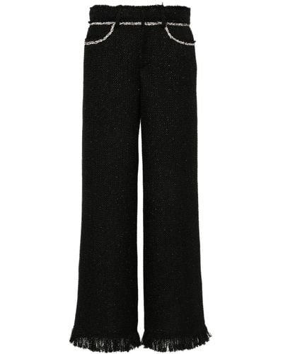 GIUSEPPE DI MORABITO Rhinestone-embellished Bouclé Pants - Black
