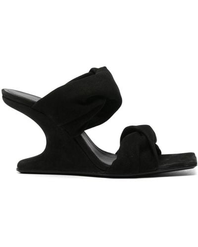 Rick Owens Cantilever 8 110mm Twisted Suede Mules - Black