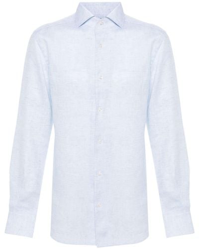 BOGGI Mélange-effect Linen Shirt - White