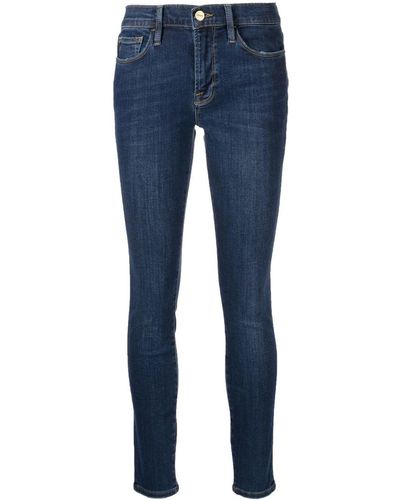 FRAME Taillenhohe Skinny-Jeans - Blau