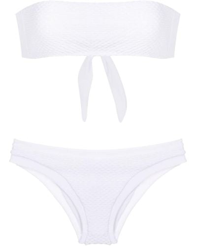 Amir Slama Textured Bandeau Bikini - White