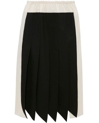 Victoria Beckham Pleated Silk Midi Skirt - Black