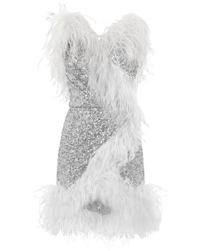 Dolce & Gabbana Sequinned Wrap Minidress - White