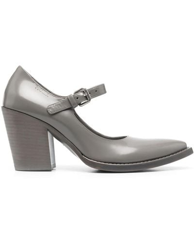 Prada 90mm Brushed Leather Court Shoes - Grey