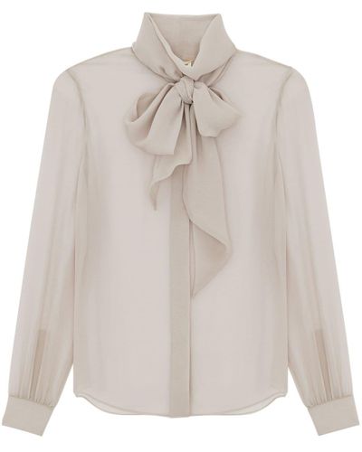 Saint Laurent Pussy-bow Silk Shirt - White