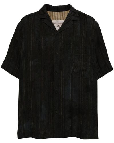 Ziggy Chen Striped Linen Shirt - Black