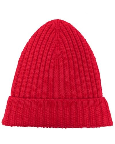 Barrie Ribbed Cashmere Beanie - Red