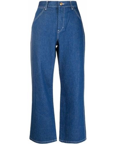 Tory Burch Cropped-Jeans mit hohem Bund - Blau