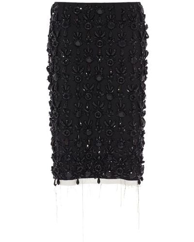 Miu Miu Falda de tubo con cuentas - Negro