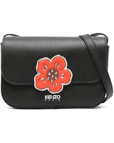 KENZO Boke Flower Leather Shoulder Bag - Black