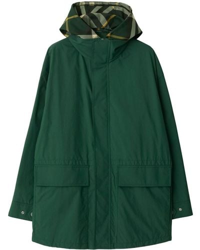 Burberry Check-pattern Concealed-fastening Coat - Green