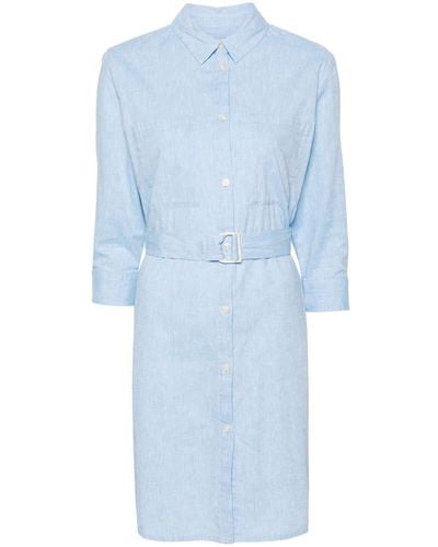 Woolrich Robe-chemise courte à taille ceinturée - Bleu
