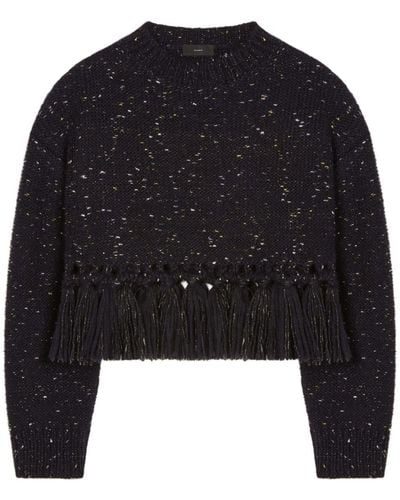 Alanui The Astral Tasselled Speckle-knit Jumper - Blue