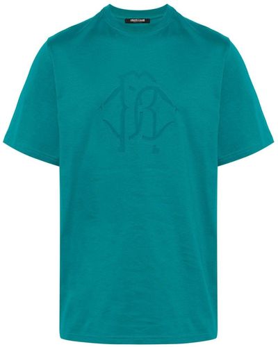 Roberto Cavalli Logo-print Cotton T-shirt - Blue