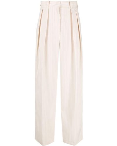 Frankie Shop Tansy Double-pleated Pinstripe Pants - White