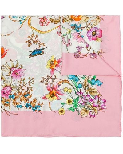 Gucci Floral Butterfly Scarf - Pink