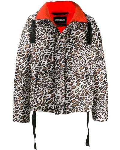 Roberto Cavalli Leopard Print Puffer Jacket - Multicolor