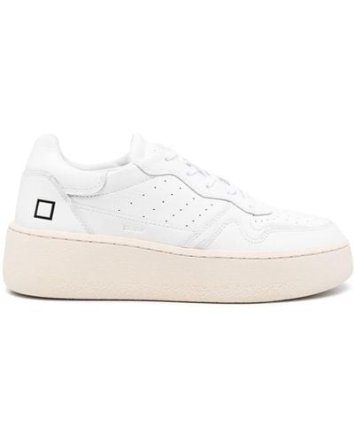Date Logo-debossed Leather Trainers - Natural