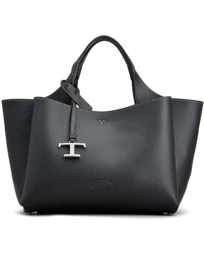 Tod's T Timeless Mini Leather Shopping Bag - Black