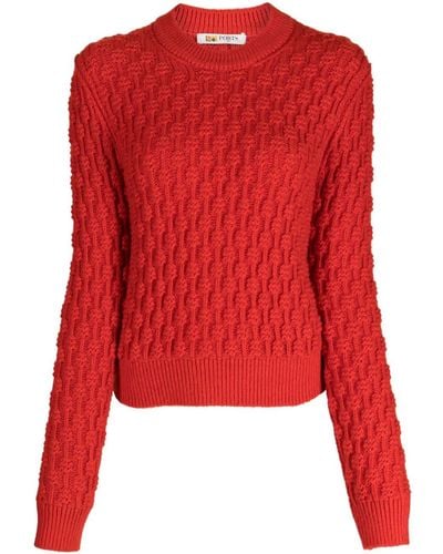 Ports 1961 Pullover mit 3D-Strickmuster - Rot