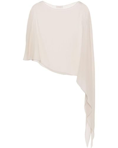 Antonelli Asymmetric Silk Blouse - White