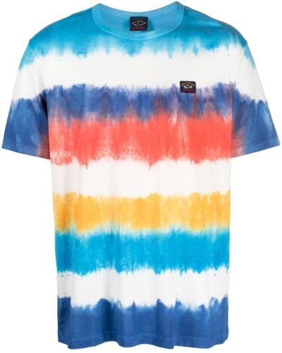 Paul & Shark T-shirt Met Tie-dye Print - Blauw