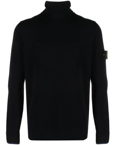 Stone Island Compass-motif Roll-neck Sweater - Black