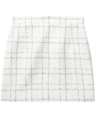 Alessandra Rich Sequin-embellished Tweed Mini Skirt - White