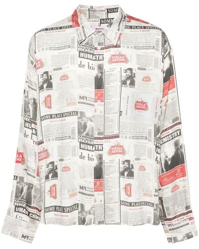 Martine Rose Camisa con periódico estampado de x Stella Artois - Blanco