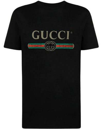 Gucci Camiseta Extragrande con Logotipo - Negro